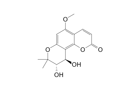 (9S,10R)-5-methoxy-8,8-dimethyl-9,10-bis(oxidanyl)-9,10-dihydropyrano[2,3-f]chromen-2-one