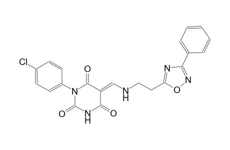 2,4,6(1H,3H,5H)-pyrimidinetrione, 1-(4-chlorophenyl)-5-[[[2-(3-phenyl-1,2,4-oxadiazol-5-yl)ethyl]amino]methylene]-, (5E)-