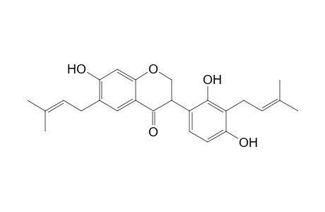 3-[2,4-dihydroxy-3-(3-methylbut-2-enyl)phenyl]-7-hydroxy-6-(3-methylbut-2-enyl)chroman-4-one