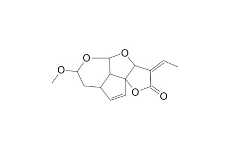 (3Z)-3-Ethylidene-6-methoxy-3,3a,6,7,7a,9b-hexahydro-2H,4ah-1,4,5-trioxadicyclopenta[a,hi]inden-2-one