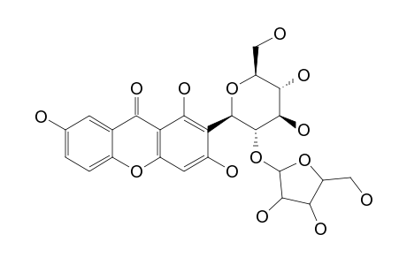 SIBIRICAXANTHONE-B;2-C-[BETA-D-APIOFURANOSYL-(1->2)-BETA-D-GLUCOPYRANOSYL]-1,3,7-TRIHYDROXYXANTHONE
