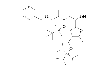 1-[2-Methyl-3-(triisopropylsiloxy)methyl-5-furyl]-5-benzyloxy-3-(t-butyldimethylsiloxy)-2,4-dimethyl-1-.beta.-pentanol