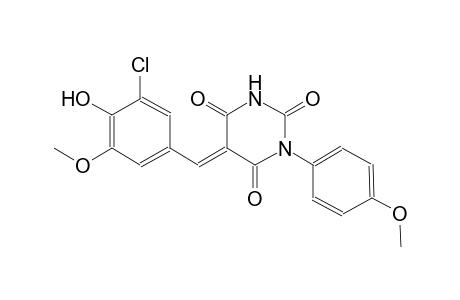 (5E)-5-(3-chloro-4-hydroxy-5-methoxybenzylidene)-1-(4-methoxyphenyl)-2,4,6(1H,3H,5H)-pyrimidinetrione