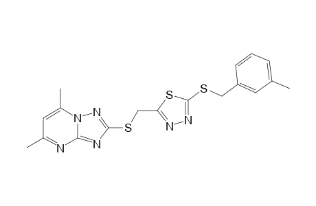 2-((5,7-Dimethyl-[1,2,4]triazolo[1,5-a]pyrimidin-2-ylthio)methyl)-5-(3-methylbenzylthio)-1,3,4-thiadiazole