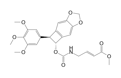 2-Butenoic acid, 4-[[[[5,6-dihydro-6-(3,4,5-trimethoxyphenyl)cyclobuta[f]-1,3-benzodioxol-5-yl]oxy]carbonyl]amino]-, methyl ester, [5.alpha.(E),6.beta.]-(.+-.)-