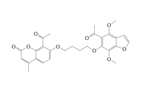 1-(5-ACETYL-4,7-DIMETHOXYBENZOFURAN-6-YLOXY)-4-(8-ACETYL-4-METHYLCOUMARIN-7-YLOXY)-BUTANE