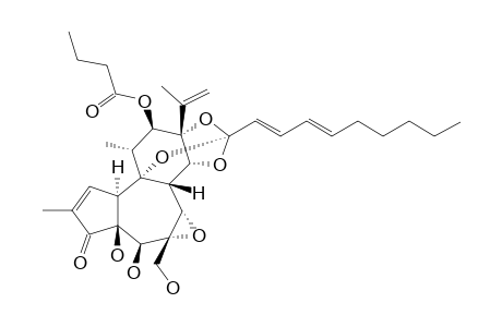 YUANHUALINE;6-ALPHA,7-ALPHA-EPOXY-5-BETA-HYDROXY-9,13,14-ORTHO-[(2E,4E)-DECA-2,4-DIEN-1-YL]-RESINIFERONOL-12-BETA-YL-BUTANOATE