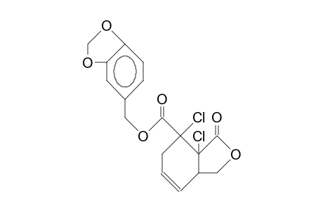 (1RS, 2Sr,6RS)-1,2-dichloro-9-oxo-8-oxa-bicyclo(4.3.0)non-4-ene-2-carboxylic acid, 3,4-methylene dioxybenzyl ester