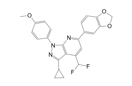 1H-pyrazolo[3,4-b]pyridine, 6-(1,3-benzodioxol-5-yl)-3-cyclopropyl-4-(difluoromethyl)-1-(4-methoxyphenyl)-