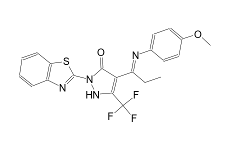 2-(1,3-benzothiazol-2-yl)-4-[(1E)-N-(4-methoxyphenyl)propanimidoyl]-5-(trifluoromethyl)-1,2-dihydro-3H-pyrazol-3-one