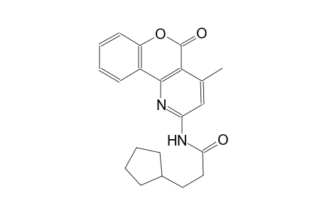 3-cyclopentyl-N-(4-methyl-5-oxo-5H-chromeno[4,3-b]pyridin-2-yl)propanamide