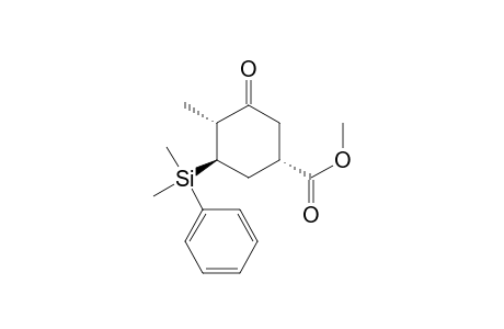 Cyclohexanecarboxylic acid, 3-(dimethylphenylsilyl)-4-methyl-5-oxo-, methyl ester, (1.alpha.,3.beta.,4.alpha.)-(.+-.)-