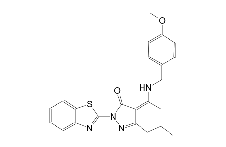 3H-pyrazol-3-one, 2-(2-benzothiazolyl)-2,4-dihydro-4-[1-[[(4-methoxyphenyl)methyl]amino]ethylidene]-5-propyl-, (4Z)-