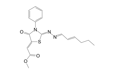 (Z)-Methyl-2-((Z)-2-{(E)-[(E)-hex-2-enyl-idene]hydrazono}-4-oxo-3-phenylthiazolidin-5-ylidene)acetate