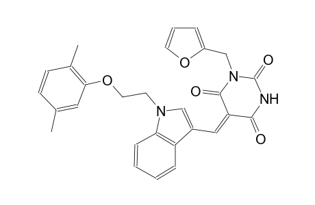 (5Z)-5-({1-[2-(2,5-dimethylphenoxy)ethyl]-1H-indol-3-yl}methylene)-1-(2-furylmethyl)-2,4,6(1H,3H,5H)-pyrimidinetrione