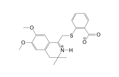 2-{[(6,7-dimethoxy-3,3-dimethyl-3,4-dihydro-1-isoquinoliniumyl)methyl]sulfanyl}benzoate