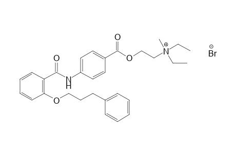 diethyl(2-hydroxyethyl)methylammonium bromide, p-[o-(3-phenylpropoxy)benzamido]benzoate