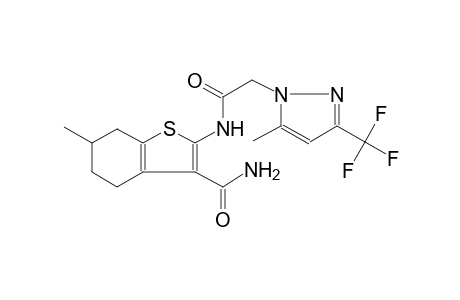 6-methyl-2-({[5-methyl-3-(trifluoromethyl)-1H-pyrazol-1-yl]acetyl}amino)-4,5,6,7-tetrahydro-1-benzothiophene-3-carboxamide