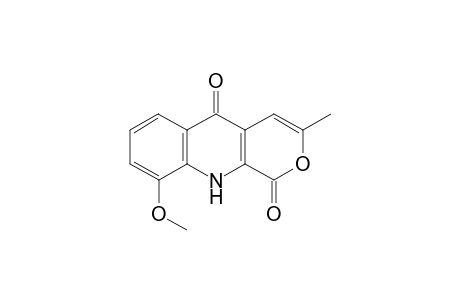 9-Methoxy-3-methyl-5,10-dihydro-1H-pyrano-[3,4-b]-quinolin-1,5-dione