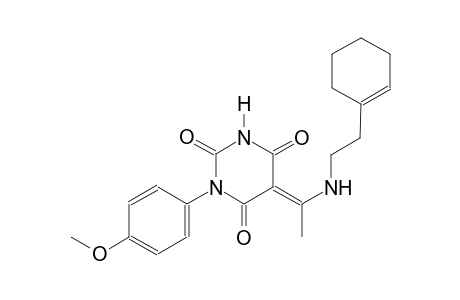 (5E)-5-(1-{[2-(1-cyclohexen-1-yl)ethyl]amino}ethylidene)-1-(4-methoxyphenyl)-2,4,6(1H,3H,5H)-pyrimidinetrione