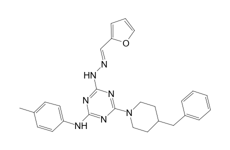 6-(4-benzyl-1-piperidyl)-N2-[(E)-2-furylmethyleneamino]-N4-(p-tolyl)-1,3,5-triazine-2,4-diamine