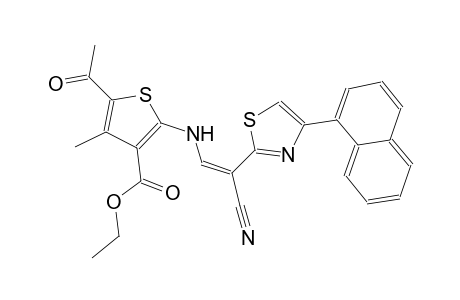 ethyl 5-acetyl-2-({(Z)-2-cyano-2-[4-(1-naphthyl)-1,3-thiazol-2-yl]ethenyl}amino)-4-methyl-3-thiophenecarboxylate