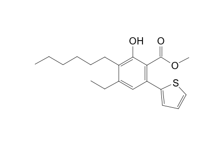 Methyl 2-hydroxy-3-hexyl-4-ethyl-6-(2'-thienyl)-benzoate