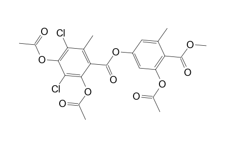Benzoic acid, 2,4-bis(acetyloxy)-3,5-dichloro-6-methyl-, 3-(acetyloxy)-4-(methoxycarbonyl)-5-methylphenyl ester