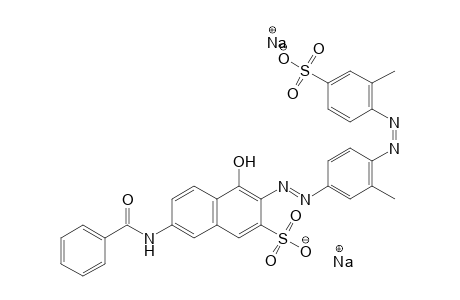 2-Naphthalenesulfonic acid, 7-(benzoylamino)-4-hydroxy-3-[4-Amino-m-toluolsulfonacid->m-toluidine->N-benzoyl-J=acid[3-Methyl-4-[(2-methyl-4-sulfophenyl)azo]phenyl]azo]-,