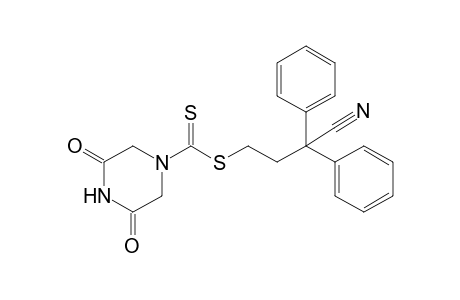3,5-Dioxopiperazine-1-carbodithioic acid 3-cyano-3,3-diphenylpropyl ester