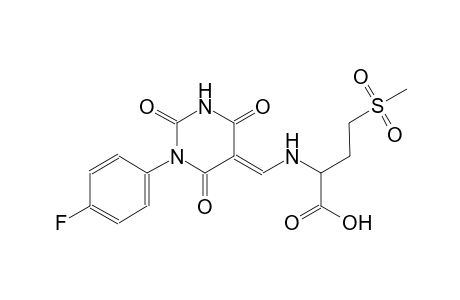 2-{[(E)-(1-(4-fluorophenyl)-2,4,6-trioxotetrahydro-5(2H)-pyrimidinylidene)methyl]amino}-4-(methylsulfonyl)butanoic acid