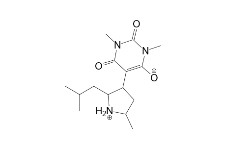 5-[2'-(2"-Methylpropyl)-5'-methylpyrrolidin-1'-ium-3'-yl]-1,3-dihydro-1,3-dimethyl-2,6-dioxopyrimidin-4-olate