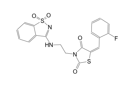 2,4-thiazolidinedione, 3-[2-[(1,1-dioxido-1,2-benzisothiazol-3-yl)amino]ethyl]-5-[(2-fluorophenyl)methylene]-, (5E)-