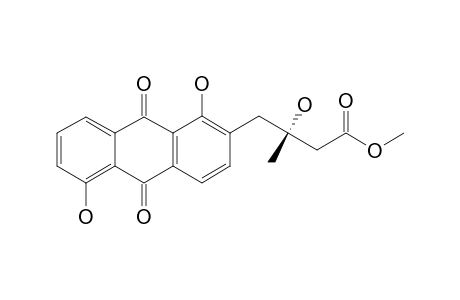 FRIDAMYCIN-E-METHYLESTER;METHYL-(3R)-4-(1',5'-DIHYDROXY-9',10'-ANTHRAQUINON-2'-YL)-3-HYDROXY-3-METHYLBUTANOATE