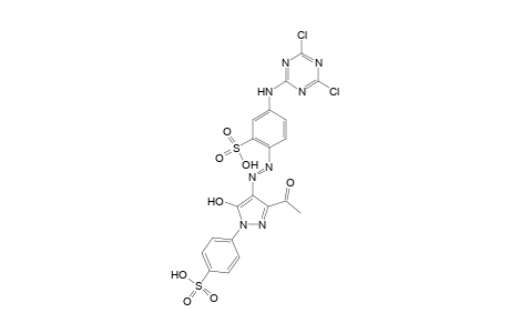 2-[(3-Acetyl-5-hydroxy-1-(3-sulfophenyl)-1H-pyrazol-4-yl)diazenyl]-5-[(4,6-dichloro-1,3,5-triazin-2-yl)amino]benzenesulfonic acid