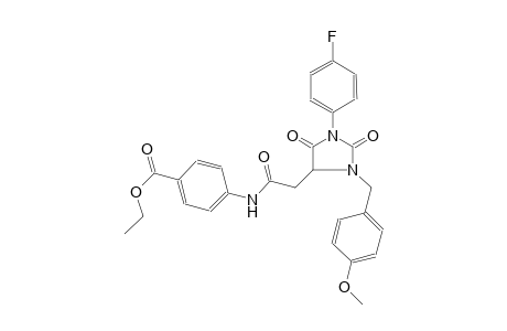 benzoic acid, 4-[[[1-(4-fluorophenyl)-3-[(4-methoxyphenyl)methyl]-2,5-dioxo-4-imidazolidinyl]acetyl]amino]-, ethyl ester