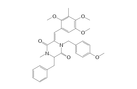 (3Z)-6-benzyl-1-methyl-4-p-anisyl-3-(2,4,5-trimethoxy-3-methyl-benzylidene)piperazine-2,5-quinone