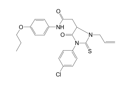 2-[1-(4-chlorophenyl)-5-oxidanylidene-3-prop-2-enyl-2-sulfanylidene-imidazolidin-4-yl]-N-(4-propoxyphenyl)ethanamide