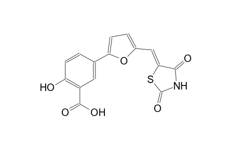 5-{5-[(Z)-(2,4-dioxo-1,3-thiazolidin-5-ylidene)methyl]-2-furyl}-2-hydroxybenzoic acid