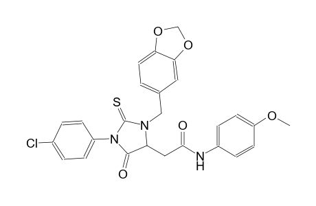 2-[3-(1,3-benzodioxol-5-ylmethyl)-1-(4-chlorophenyl)-5-oxo-2-thioxo-4-imidazolidinyl]-N-(4-methoxyphenyl)acetamide