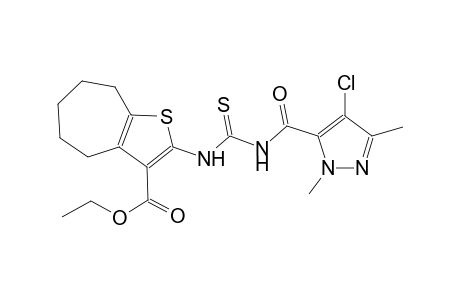 ethyl 2-[({[(4-chloro-1,3-dimethyl-1H-pyrazol-5-yl)carbonyl]amino}carbothioyl)amino]-5,6,7,8-tetrahydro-4H-cyclohepta[b]thiophene-3-carboxylate
