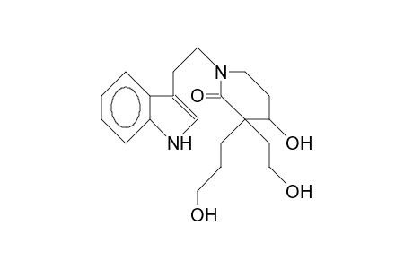 (.+-.)-4-Hydroxy-3-(2-hydroxy-ethyl)-3-(3-hydroxy-propyl)-1-(2-<indol-3-yl>-ethyl)-3,4,5,6-tetrahydro-pyridin-2(1H)-one