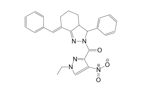 (7E)-7-benzylidene-2-[(1-ethyl-4-nitro-1H-pyrazol-3-yl)carbonyl]-3-phenyl-3,3a,4,5,6,7-hexahydro-2H-indazole