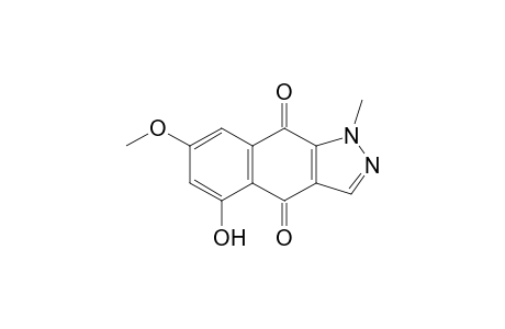 1H-Benz[f]indazole-4,9-dione, 5-hydroxy-7-methoxy-1-methyl-