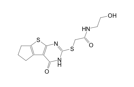 N-(2-hydroxyethyl)-2-[(4-oxo-3,5,6,7-tetrahydro-4H-cyclopenta[4,5]thieno[2,3-d]pyrimidin-2-yl)sulfanyl]acetamide