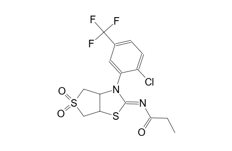 N-((2Z)-3-[2-chloro-5-(trifluoromethyl)phenyl]-5,5-dioxidotetrahydrothieno[3,4-d][1,3]thiazol-2(3H)-ylidene)propanamide