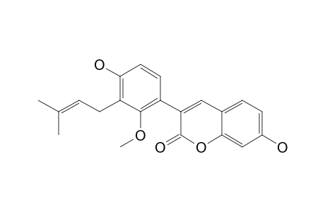 ERYVARIN-O;7-HYDROXY-3-[4-HYDROXY-2-METHOXY-3-(3-METHYLBUT-2-EN-1-YL)-PHENYL]-2H-1-BENZOPYRAN-2-ONE