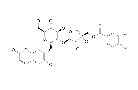 ERYCIBOSIDE_E;7-O-[2-O-(5-O-VANILLOYL-BETA-D-APIOFURANOSYL)-BETA-D-GLUCOPYRANOSYL]-6-METHOXYCOUMARIN