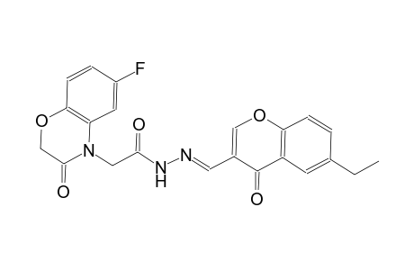 N'-[(E)-(6-ethyl-4-oxo-4H-chromen-3-yl)methylidene]-2-(6-fluoro-3-oxo-2,3-dihydro-4H-1,4-benzoxazin-4-yl)acetohydrazide