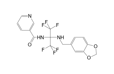 3-pyridinecarboxamide, N-[1-[(1,3-benzodioxol-5-ylmethyl)amino]-2,2,2-trifluoro-1-(trifluoromethyl)ethyl]-